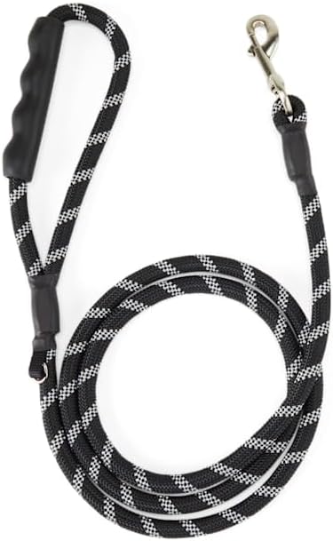 YOULY by Petco Reflective Braided Rope Dog Leash Black 6-ft Long 1/2-in Wide