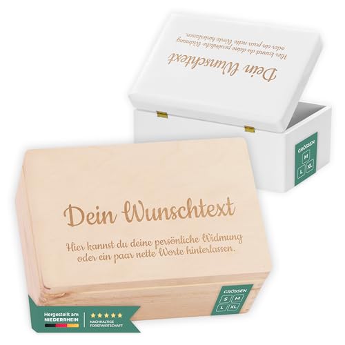 LAUBLUST Holzkiste Personalisiert mit Wunsch-Gravur - Geschenkkiste & Erinnerungsbox...