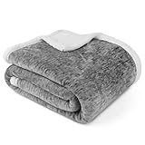 PAVILIA Melange Sherpa Fleece Throw Blanket | Super Soft, Reversible, Microfiber Fleece Blanket Throw | Luxurious Plush Fuzzy Dark Grey TV Blanket for Couch Sofa(50x60 Inches, Charcoal)
