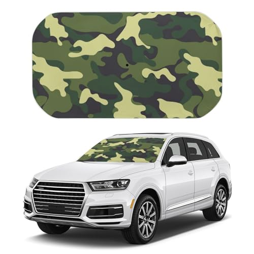 車用サンシェード 迷彩 カモフラ柄 緑 傘式 人気 キャラクター かわいい 断熱 遮光