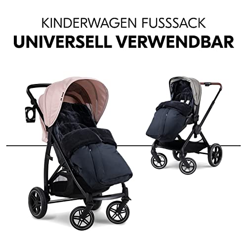 Hauck Universal Fußsack für Buggys und Fahrradanhänger, Warmes Fleece, Einfache Installation mit 5-Punkt-Gurt, Anti-Rutschschutz, Zwei-Wege-Zipper, Maschinenwaschbar, Faltbar, Schwarz, 56711