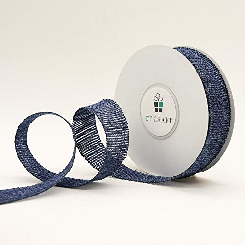 Ct Craft Llc Vintage Style Charred Side Canvas Ribbon, 20 Mm X 10 Yards X 1 Roll, Denim Blue For For Gift Wrapping, Home Decor, Floral, Diy, Wedding Invitation #TOP1