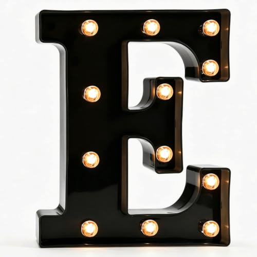 Pooqla Black Light Up Letter E, Marquee Letters Black Room Decor
