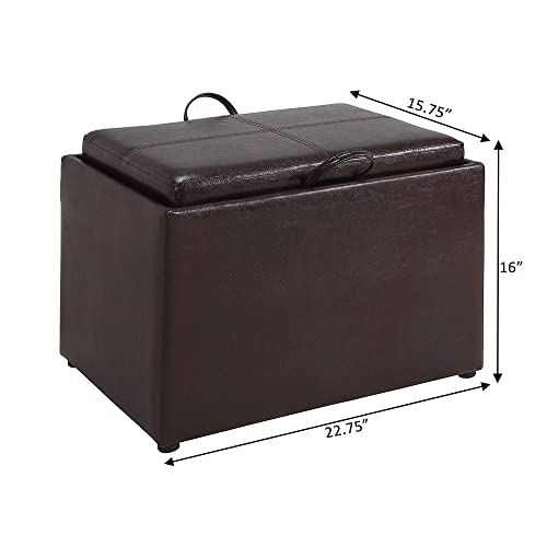 Convenience Concepts Designs4Comfort Accent Storage Ottoman With Reversible Tray, Espresso Faux Leather 22.75 X 15.75 X 16 #TOP2