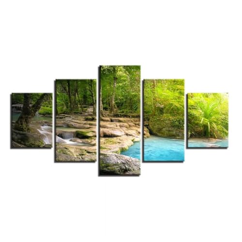 Affiches murales sur Toile salon : décor forêt et rivière pour créer un salon zen et lumineux