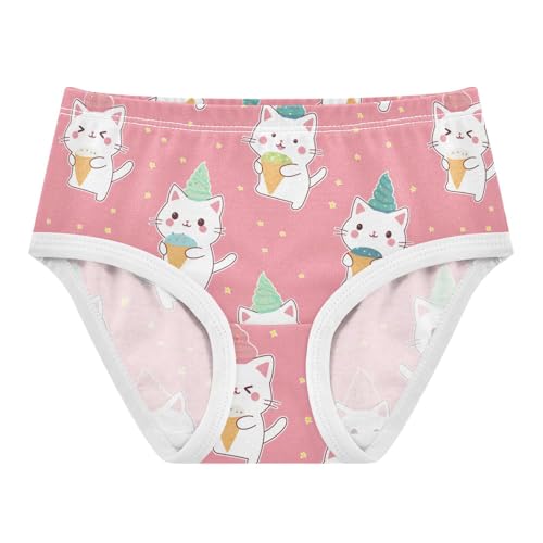 Wusikd Cute White Cat Girls' Underwear Cotton Colorful Ice Cream Girls Briefs Soft Toddler Underwear 2T