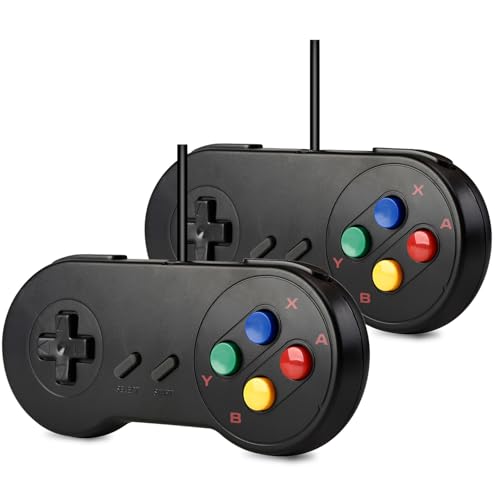 KIWITATA 2 Pack Classic SNES USB Controller for PC Gamings, Retro SNES Wired USB Remote Joypad Game Controller for Windows PC Mac Raspberry Pi
