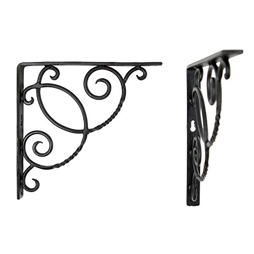 Achla Designs Wrought Iron Decorative Scroll Shelf Brackets, Pair - Thumbnail 2