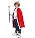 King Costume for Kids Robe Crown Scepter Set Boys Royal Prince Cape Dress Up Cosplay Red