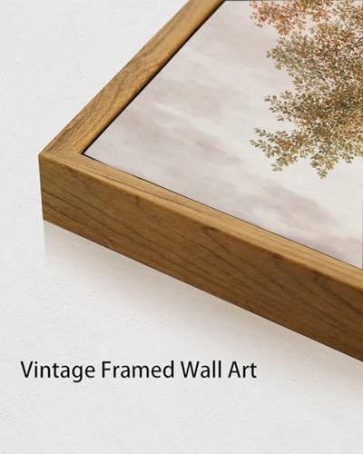 Image of KISSFOX Vintage Framed Wall Art Decor Country Cottage Landscape Pictures Wall Decor Modern Farmhouse Canvas Art Prints Retro Rustic Paintings Artwork For Bedroom Bathroom Living Room