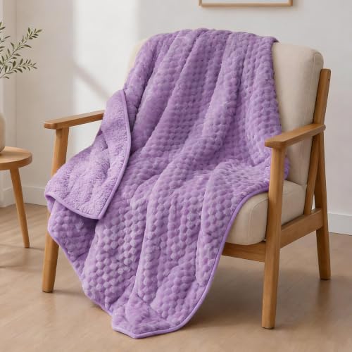 Image of Alomidds Fleece Weighted Blanket for Adults 20Lbs, 60 inchx 80 inch,Purple Double Sided Sherpa & Flannel, Fluffy Warm All Season Heavy Blanket Filled with Glass Beads