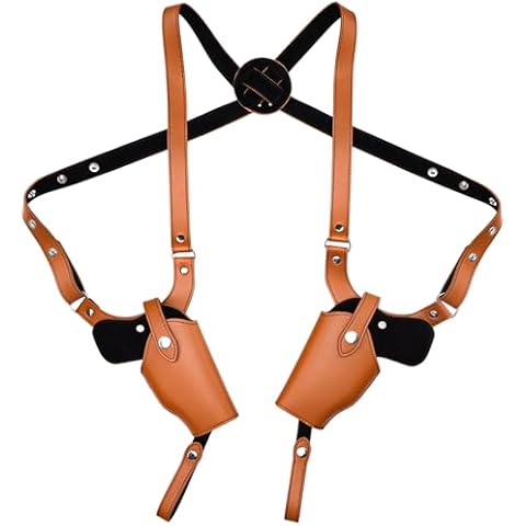 Shoulder Holster for Pistols Concealed Carry Dual Gun Shoulder Holster for Men Leather Holster Fits 1911 and Most Pistols Vertical Gun Holster for Right Left Hand Universal with Adjustable Back Strap Cover