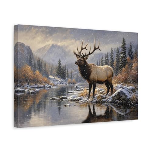 Tableau cerf réaliste pour habiller un mur au-dessus de cheminée