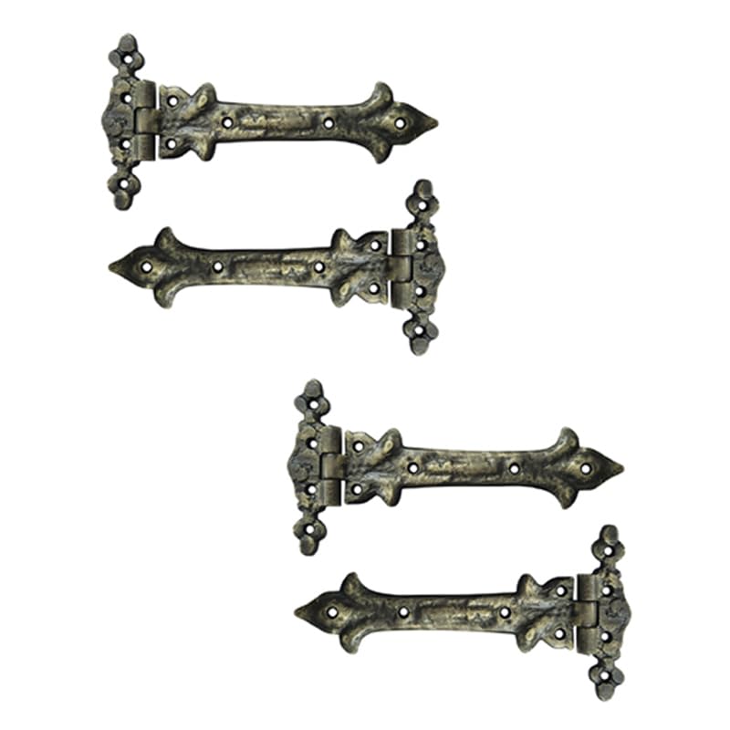 Image of Adonai Hardware Adonijah Antique Cast Iron Strap T Hinge (7.9 inch x 4 Pack, Antique Brass) for Barn Doors, Gates, Kitchen Cabinets, Sheds, Wooden Box, Furniture, Cedar Chest and Trunks
