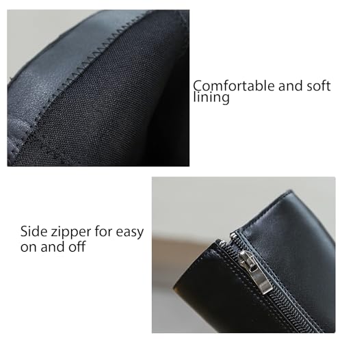 Girls Pu Bow Knee-High Boots With Zipper Fashionable Round Toe Soft Lug Sole Non-Slip Cute Mid-Calf Boots4