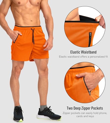 Image of G Gradual Men's Gym Workout Shorts Zipper Pockets 5 inch / 7 inch Quick Dry Breathable Runing Athletic Short for Men