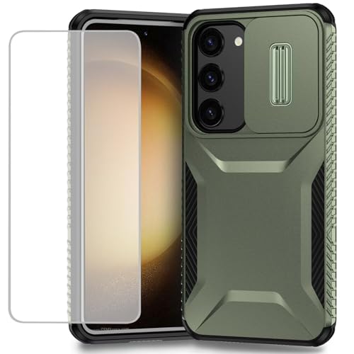 Coque Galaxy S23 vert avec verre trempé et cache caméra SM-S911U