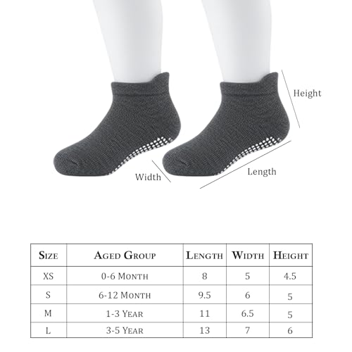 Image of MOMISY Cotton Anti-Skid Baby Girl Boys Toddlers Infant Non Slip Socks-6 Pairs (Dotted, 1 to 3 years)