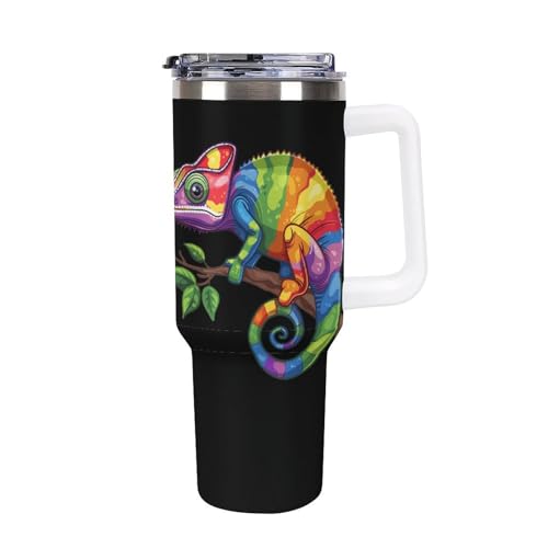 Taza de viaje de 40 oz con diseño de camaleón, perfecta como taza de café para coche.