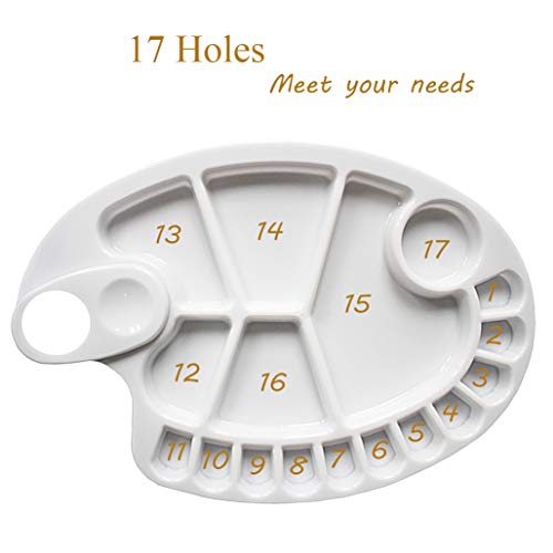 Non-Stick Paint Palette 2 PCS Artist Paint Mixing Tray Palette Oval Shaped Easy Clean Art Palette 17 Wells