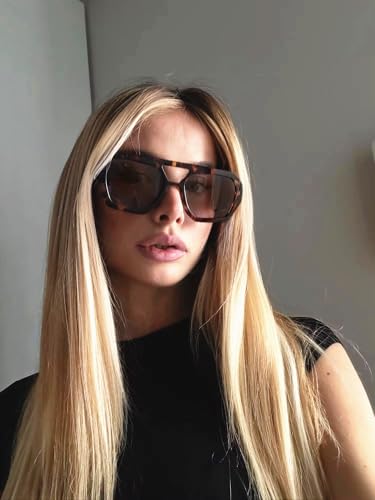 Image of ADE WU Rectangle Sunglasses for Women Men Retro 90s Sunglasses Trendy Black Tortoise Shell Glasses Y2K