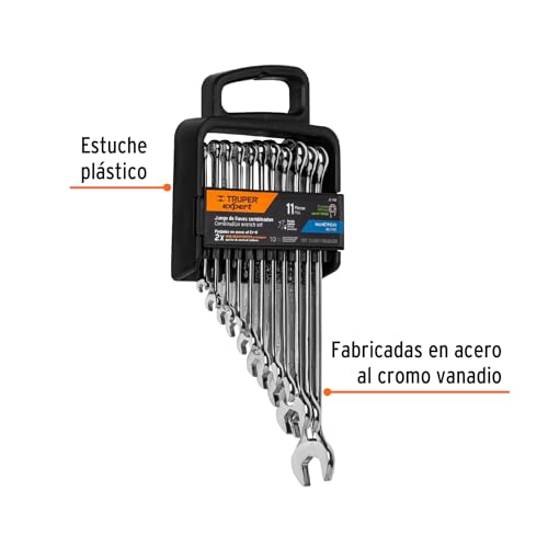  TRUPER JC-11M 11-Pc Combination Wrench Sets for Automotive Mechanics, Polished for Professional Use  
| TRUPER JC-11M C