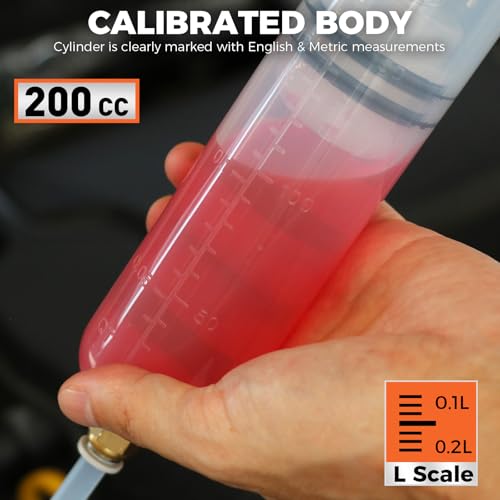 HORUSDY 200cc Fluid Extractor Syringe Oil Pump, Fluid Evacuator with 23" Flexible Hose, 12" Fine & Coarse Hoses, for Automotive, Motorcycle, Marine & Equipment Maintenance (9PCS) - Image 7