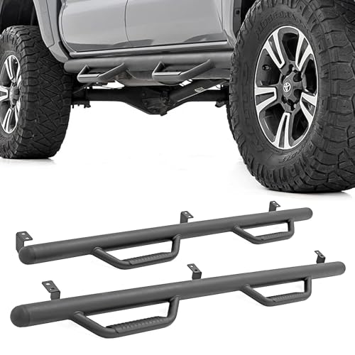 Rough Country Nerf Step Bars for Toyota Tacoma (2005-2023) 5' Short Bed - Rugged Full Length Nerf Bars with Side Steps, Bolt-On Install