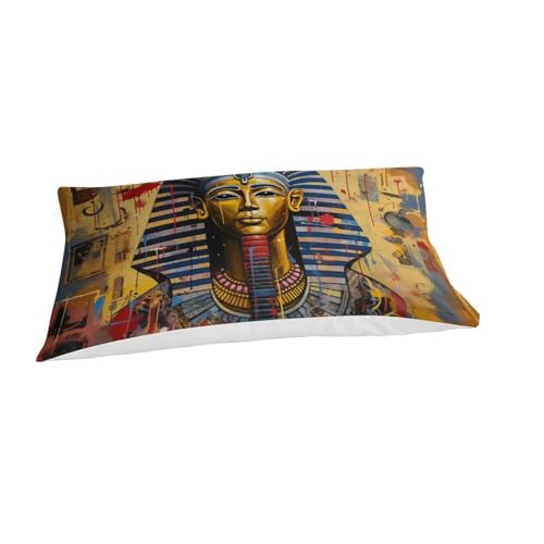 Housse de couette Pharaon 135x200cm parure lit simple fermeture éclair sans repassage