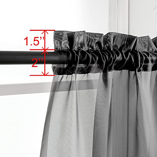 Image of OWENIE Black Sheer Curtains 72 Inches Long 2 Panels, Transparent Voile Sheer Curtain Double Rod Pocket Gauze Drapes for Living Room Bedroom Window Sliding Glass Door Treatment, 42 x 72 Inch