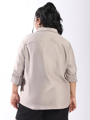Image of High Star Women Plus Size Boxy Fit Spread Collar Long Sleeves Shirt