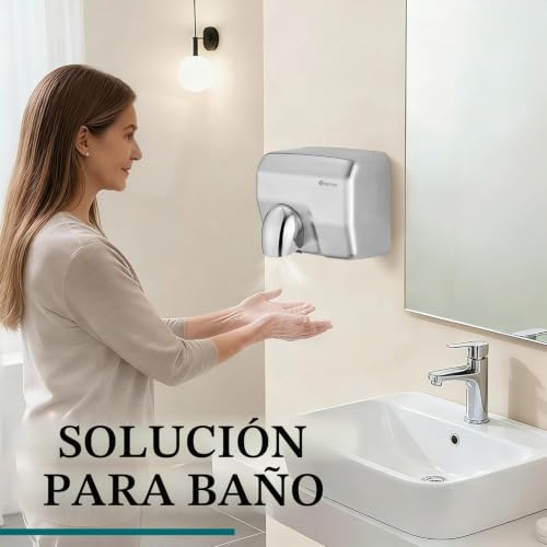 Miniatura 9 de Ksitex Secador De Manos Comercial, Acero Inoxidable Secador Eléctrico De Pared De Alta Velocidad, 2300w, Con Sensor Automático Para Baños, Aseos Públicos