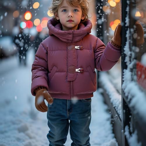 Cotton Coat for Boys Girls Adjustable Hem Hooded Quilted Jacket Casual Soft Comfortable Cute Outerwear with Pockets4