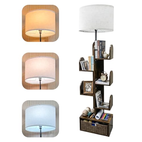 Cactus Tree Floor Lamp with 3-Color Dimmable Lighting, 5-Tier Wood