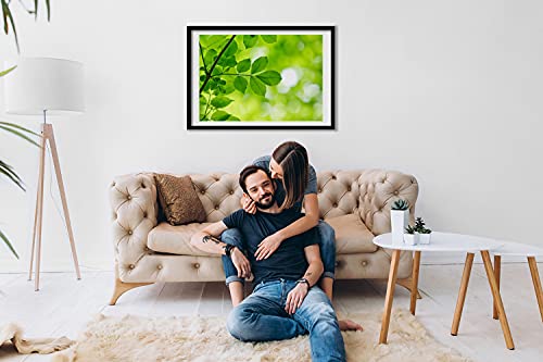 Cadre photo 70x50 cm Tulup en bois MDF avec affiche de feuilles vertes