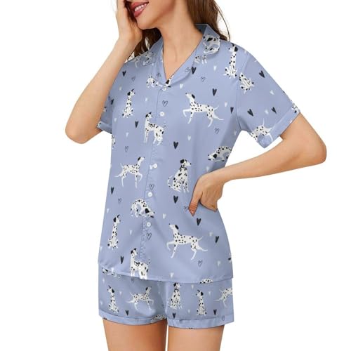 Cute Funny Dogs Pajama Sets 2 Piece Short Sleeve Sleepwear Button Down Loungewear XS-2XL3