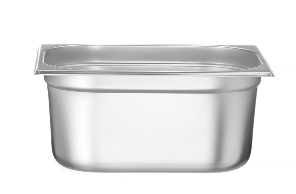 HENDI Recipiente Gastronorm GN 1/2, Budget Line, resistencia térmica -40 °C a 250 °C, apto para horno y baño maría, 9,5L, 325x265x(H) 150mm, acero inoxidable