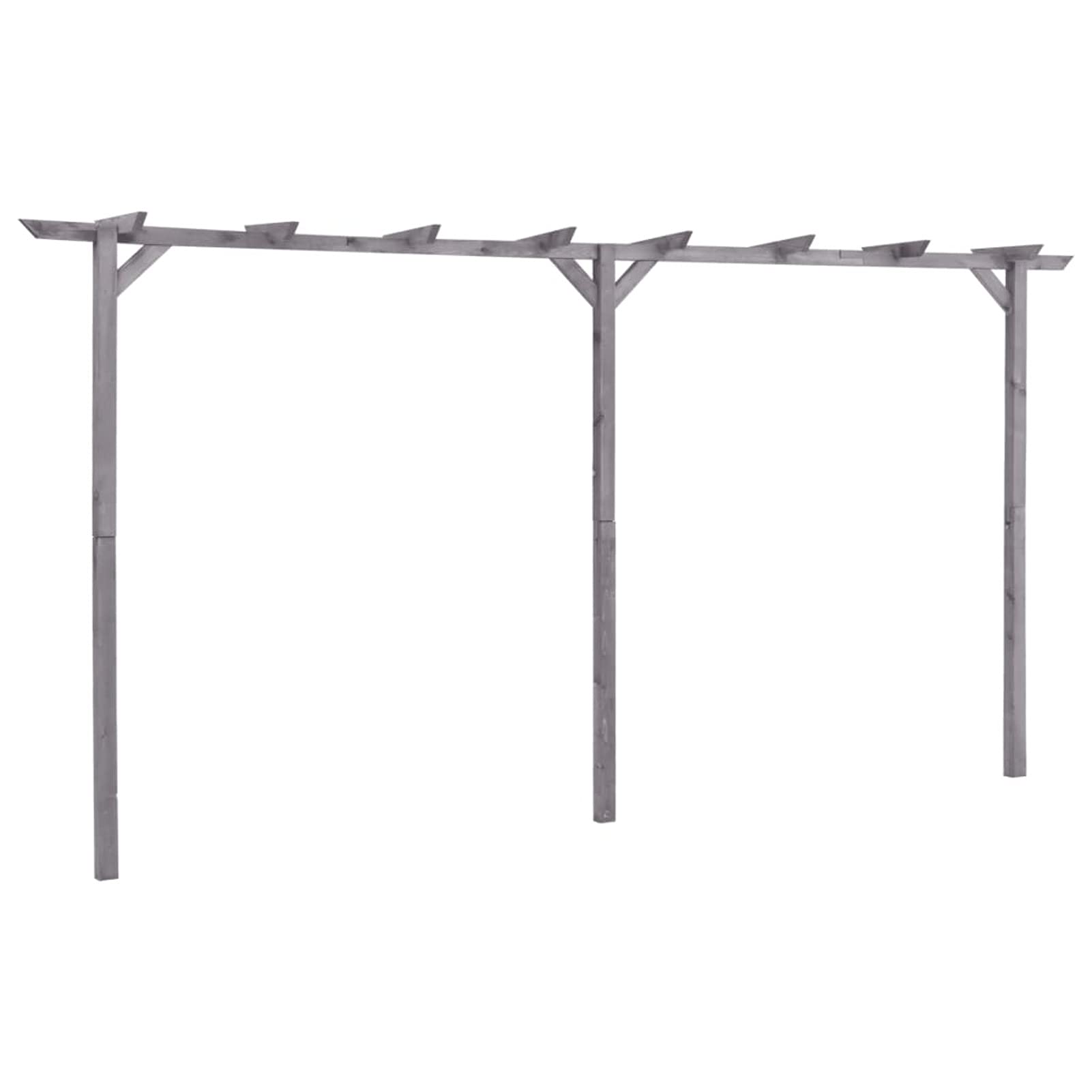 Pergola ogrodowa na zewnątrz, drewniana pergola na patio, szara altanka, 400 x 40 x 205 cm, sosna, idealna na podwórko, stylowa pergola do przestrzeni zewnętrznych