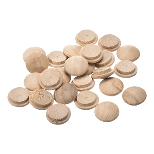 Image of uxcell Wood Plugs, 25Pcs 20 x 15 mm - Beech Wood Button Top Plugs, Screw Hole Covers, Decorative Wooden Cover for Stair Chair Craft Furniture Woodworking