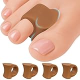 5 STARS UNITED Big Toe Spacers for Men & Women – 4 Gel Separators for Overlapping & Curled Toes, Bunions, Alignment - Silicone Spreader, Corrector & Straightener, Honey