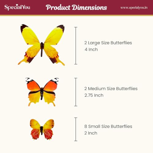 Image of SpecialYou Butterfly Wall Stickers, Home Decor, Wall Decor Items for Living Room, Room Decoration Items, Butterfly Theme Birthday Decorations, Stickers for Wall - 12pcs (12, Orange)