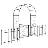 VINGLI Garden Arbor Arch, Wedding Arch Archway for Ceremony Party, Trellis for Plant Climbing, Christmas Decorations Pergola for Backyard, Lawn, Patio, Yard (Arbor with Gate and Fence)