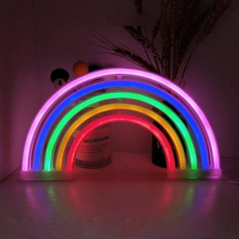 Rainbow LED Neon Signs Art Colorful Neon Lamp Night Lights Indoor Wall Decor for Home Party Anniversary Valentine GiftsChristmas Thanksgiving Birthday Party Wedding Children Bar Decoration Cover