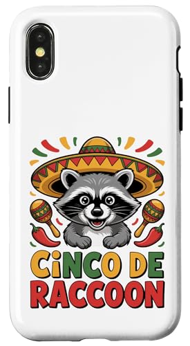 Cinco de Raccoon �ʔ������L�V�J���t�B�G�X�^���� �X�}�z�P�[�X iPhone X/XS �p