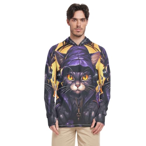 T-Shirt Pêche et Running Chat Violet pour Sorties en Plein Air Homme