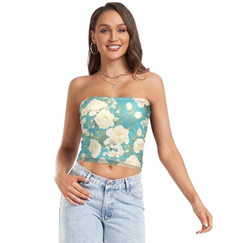 Vintage Birds Flower Butterfly Summer Sexy Tube Top Sexy Bandeau Bra Padded Strapless Bra Tube for Teen Girls Nursing