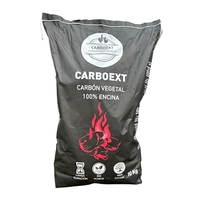 Carboext Carbón 100% Encina para Barbacoa 10 kg – Sin Humo ni Aditivos, Poca Ceniza y Larga Duración – Carbón Vegetal Natural Artesanal de Encendido Rápido y Alto Poder Calorífico