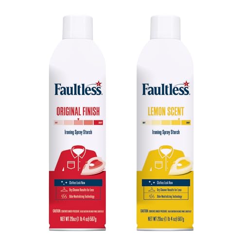 Image of Faultless Ironing Spray Starch | 567g x 2 | Lemon & Original Regular Starch Spray | Gives Stiff and Crisp Finish | Wrinkle-Free | Dry Cleaner Results at Home | Odor-Neutralizing | Imported from USA