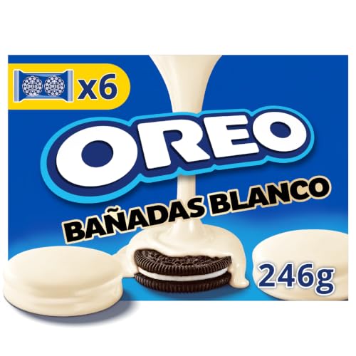 OREO Bañadas Blanco relleno vainilla y chocolate blanco pack 6, 246g