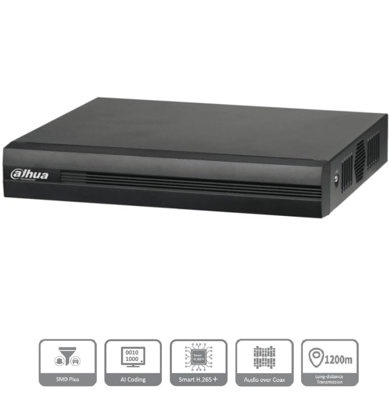 DAHUA DVR 5 Megapixel 16 canali Lite/WizSense/Cooper-I/H.265+/ 16 canali HDCVI +8 IP/fino a 24 canali IP/SMD Plus/ 1 Sata fino a 16TB/Supporta CVI/AHD/TVI/CVBS e IP/POS Funzioni